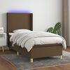 vidaXL Sommier &agrave; lattes de lit matelas LED Marron fonc&eacute; 90x190cm Tissu