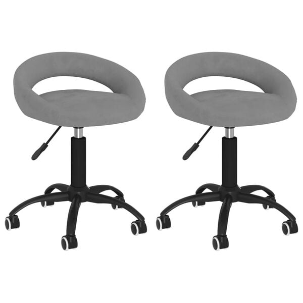 vidaXL Chaises pivotantes &agrave; manger lot de 2 gris clair velours