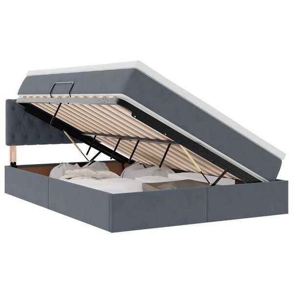 vidaXL Lit de Rangement avec matelas Gris fonc&eacute; 140 x 190 cm Velours