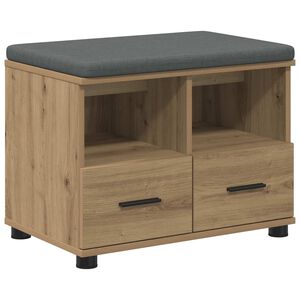 vidaXL Banc &agrave; chaussures avec coussin Ch&ecirc;ne artisanal 60 x 38 x 46 cm