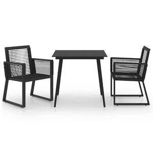 vidaXL Ensemble &agrave; manger d'ext&eacute;rieur 3 pcs Rotin PVC Noir