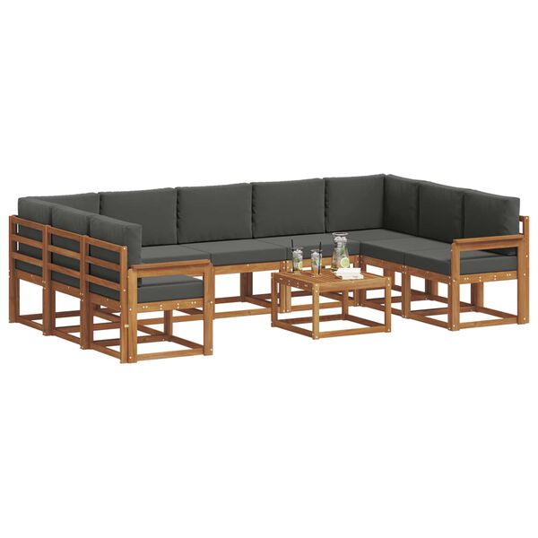 vidaXL Ensemble de canap&eacute;s d'ext&eacute;rieur 10 pcs Naturel et Anthracite