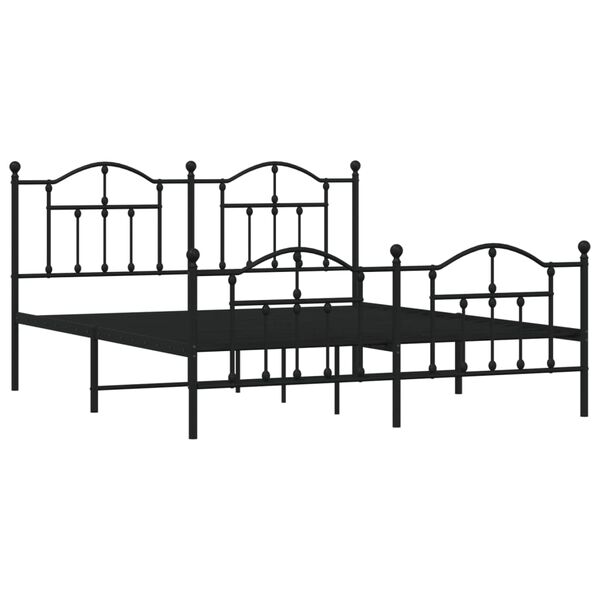 vidaXL Cadre de lit métal sans matelas avec pied de lit noir 160x200cm