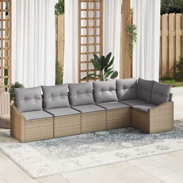 vidaXL Ensemble de canapé de jardin 6 pcs Beige et Gris clair