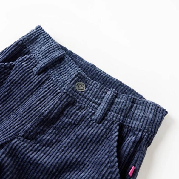 Pantalons pour enfants velours c&ocirc;tel&eacute; bleu marine 128