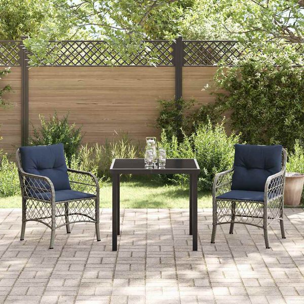 vidaXL Ensemble de salle &agrave; manger pour jardin 3 pcs Gris et Noir Rotin