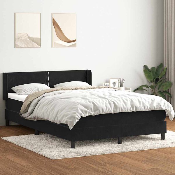 vidaXL Sommier &agrave; lattes de lit avec matelas noir 160x220 cm velours