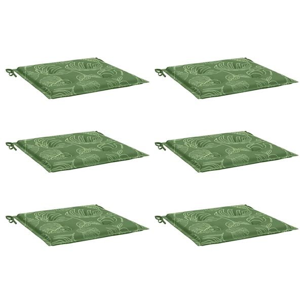 vidaXL Coussins de chaise lot de 6 motif de feuilles 40x40x4 cm tissu