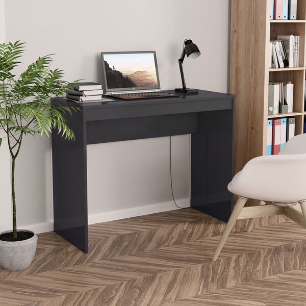 vidaXL Bureau Gris brillant 90x40x72 cm Bois d'ingénierie