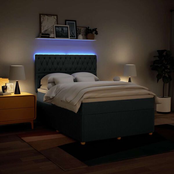 vidaXL Sommier &agrave; lattes de lit avec matelas Bleu 140x200 cm Tissu