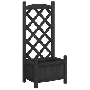 vidaXL Jardini&egrave;re avec treillis noir 40x30x90 cm bois massif de sapin