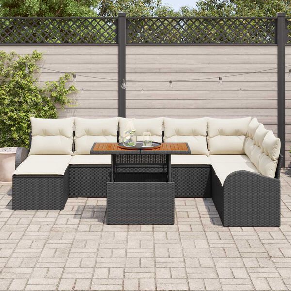 vidaXL Ensemble de canap&eacute; de jardin 9 pcs Noir Poly rotin