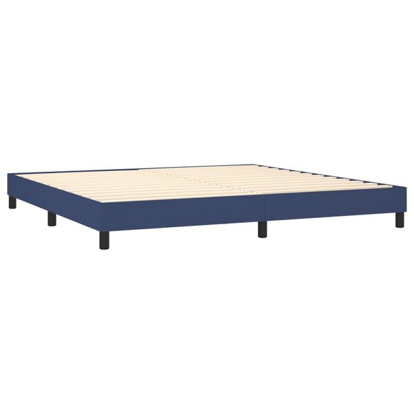 vidaXL Sommier &agrave; lattes de lit avec matelas Bleu 200x200 cm Tissu