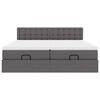 vidaXL Lit ottoman avec matelas & LED Gris 160x200cm similicuir