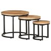vidaXL Tables d'appoint 3 pcs Bois de manguier brut