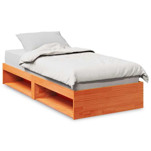 vidaXL Lit de jour sans matelas cire marron 90x200 cm bois pin massif