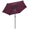 vidaXL Parasol de jardin &agrave; 3 niveaux m&acirc;t en aluminium rouge bordeaux