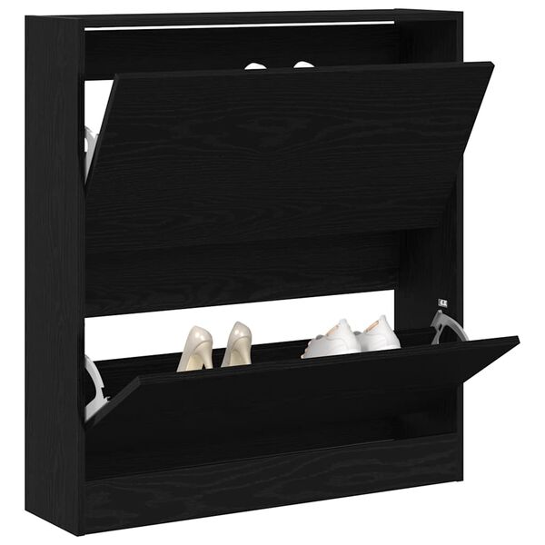 vidaXL Cabinet &agrave; chaussures avec &eacute;tag&egrave;re Ch&ecirc;ne noir 80 x 21 x 87,5 cm