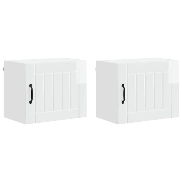 vidaXL Armoire de cuisine 2 pcs Blanc brillant 50 x 31 x 40 cm
