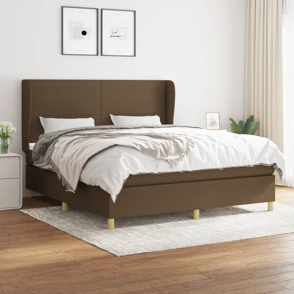 vidaXL Sommier &agrave; lattes de lit avec matelas Marron fonc&eacute; 160x200 cm