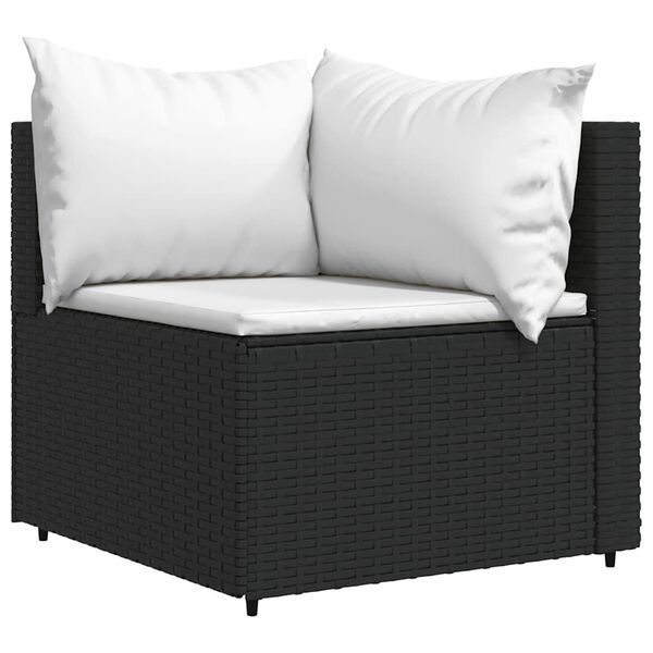 vidaXL Salon de jardin 4 pcs avec coussins Noir R&eacute;sine tress&eacute;e