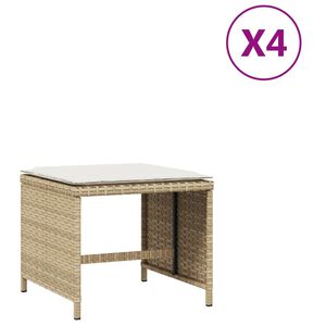 vidaXL Tabourets de jardin avec coussins lot de 4 beige r&eacute;sine tress&eacute;e