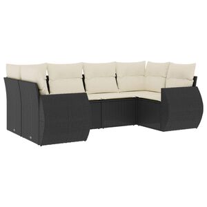 vidaXL Salon de jardin 6 pcs avec coussins noir r&eacute;sine tress&eacute;e