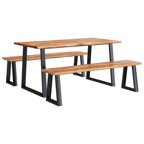 vidaXL Ensemble à manger 3 pcs avec bord vivant bois massif d'acacia