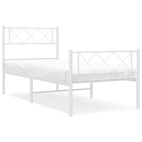 vidaXL Cadre de lit m&eacute;tal sans matelas avec pied de lit blanc 80x200cm