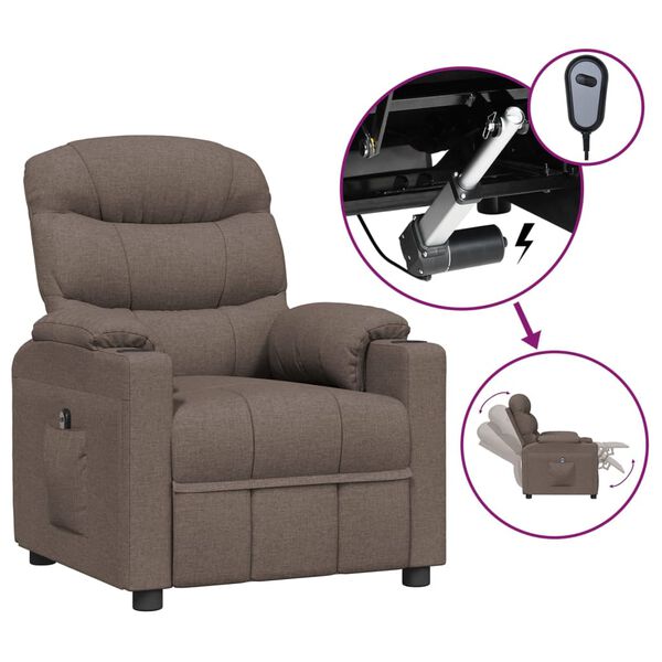 vidaXL Fauteuil inclinable &eacute;lectrique Taupe Tissu