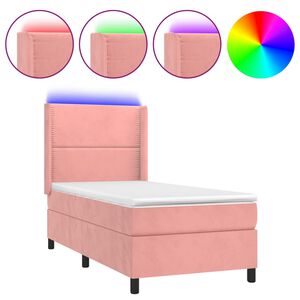 vidaXL Sommier &agrave; lattes de lit matelas et LED Rose 90x190 cm Velours
