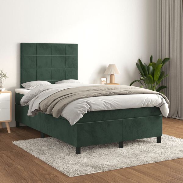 vidaXL Sommier &agrave; lattes de lit avec matelas vert fonc&eacute; 120x190 cm