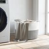 vidaXL Panier à linge gris et blanc Ø55x36 cm coton