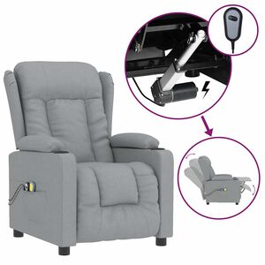 vidaXL Fauteuil &eacute;lectrique de massage Gris clair Tissu