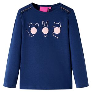 T-shirt pour enfants &agrave; manches longues bleu marine 92