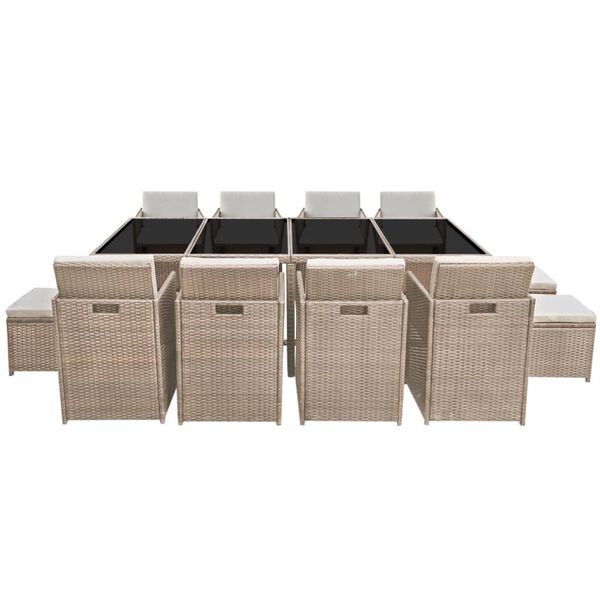 vidaXL Ensemble &agrave; manger d&rsquo;ext&eacute;rieur et coussins 13 pcs R&eacute;sine tress&eacute;e