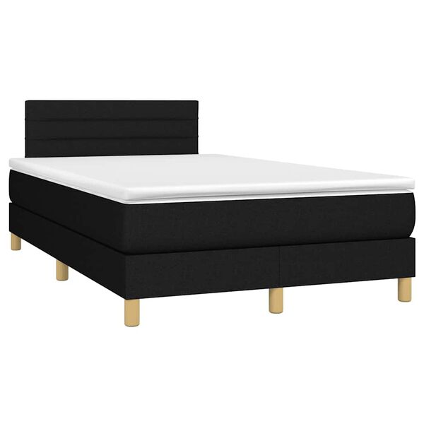 vidaXL Sommier &agrave; lattes de lit matelas et LED noir 120x190 cm tissu