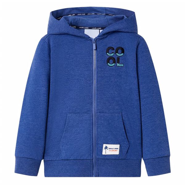 Sweat-shirt à capuche fermeture éclair enfants bleu foncé mélangé 92