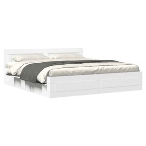 vidaXL Cadre de lit avec t&ecirc;te de lit sans matelas blanc 200x200 cm