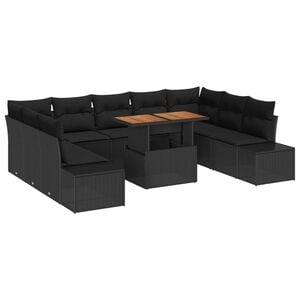 vidaXL Ensemble de canap&eacute; de jardin 10 pcs Noir Poly rotin