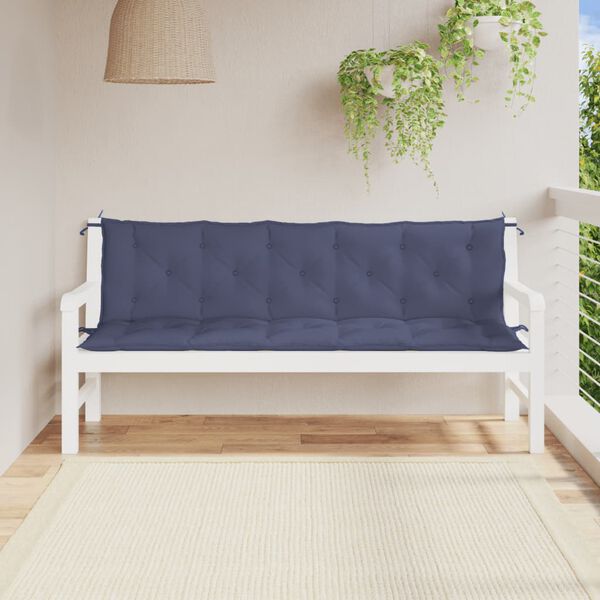 vidaXL Coussins de banc de jardin lot de 2 bleu marine 180x50x7 cm