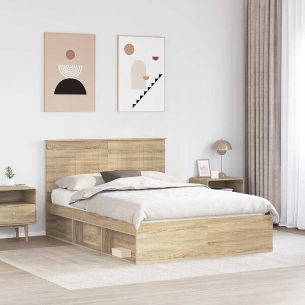 vidaXL Cadre de lit Sonoma 140 x 190 cm Bois de pin massif
