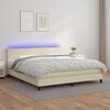 vidaXL Sommier &agrave; lattes de lit avec matelas et LED Cr&egrave;me 180x200 cm