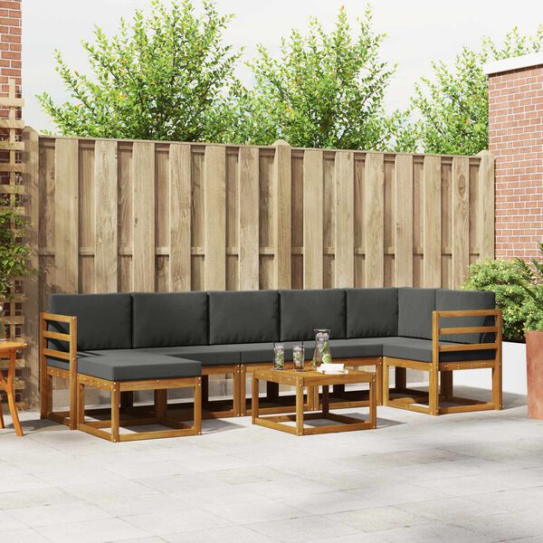 vidaXL Ensemble de canap&eacute;s d'ext&eacute;rieur 8 pcs Naturel et Anthracite