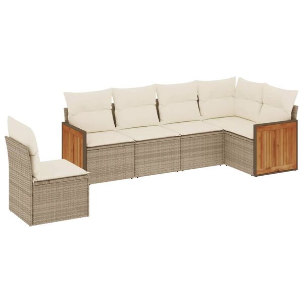 vidaXL Salon de jardin avec coussins 6 pcs beige r&eacute;sine tress&eacute;e