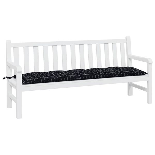 vidaXL Coussin de banc de jardin carreaux noir 180x50x7cm tissu oxford