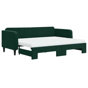 vidaXL Lit de jour avec gigogne et matelas vert fonc&eacute; 90x200cm velours