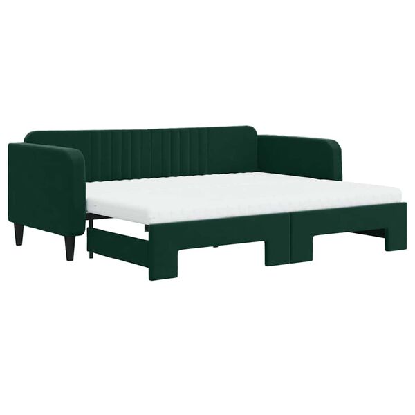 vidaXL Lit de jour avec gigogne et matelas vert fonc&eacute; 90x200cm velours