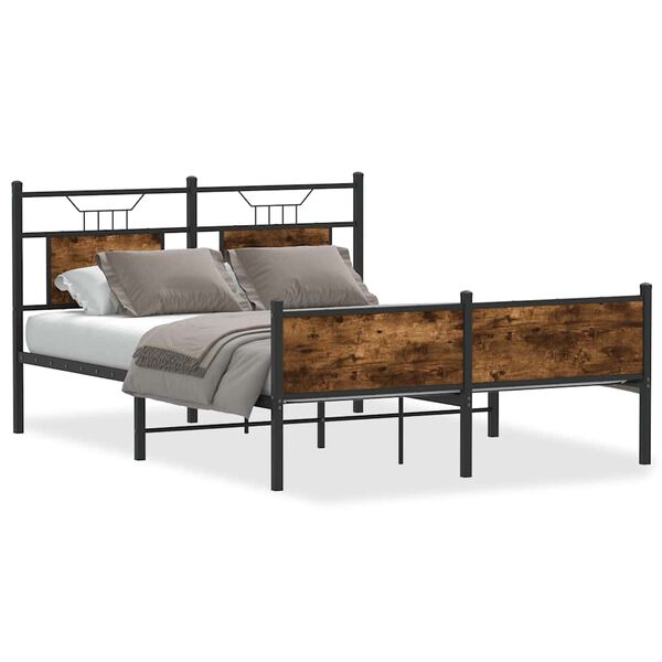 vidaXL Cadre de lit sans matelas ch&ecirc;ne fum&eacute; 140x200 cm bois ing&eacute;nierie