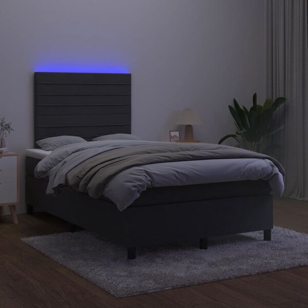 vidaXL Sommier &agrave; lattes de lit avec matelas LED Noir 120x200cm Velours